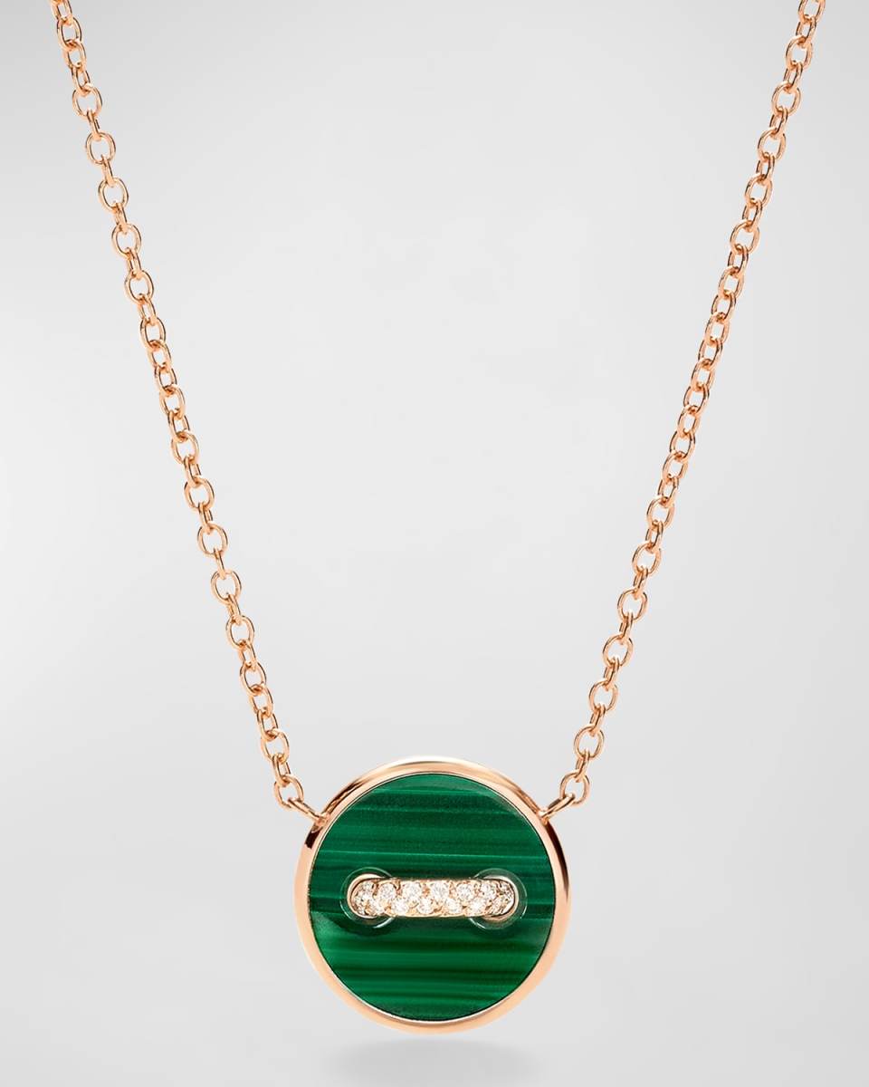 18K Rose Gold Dot Malachite and Mother of Pearl Pendant Necklace